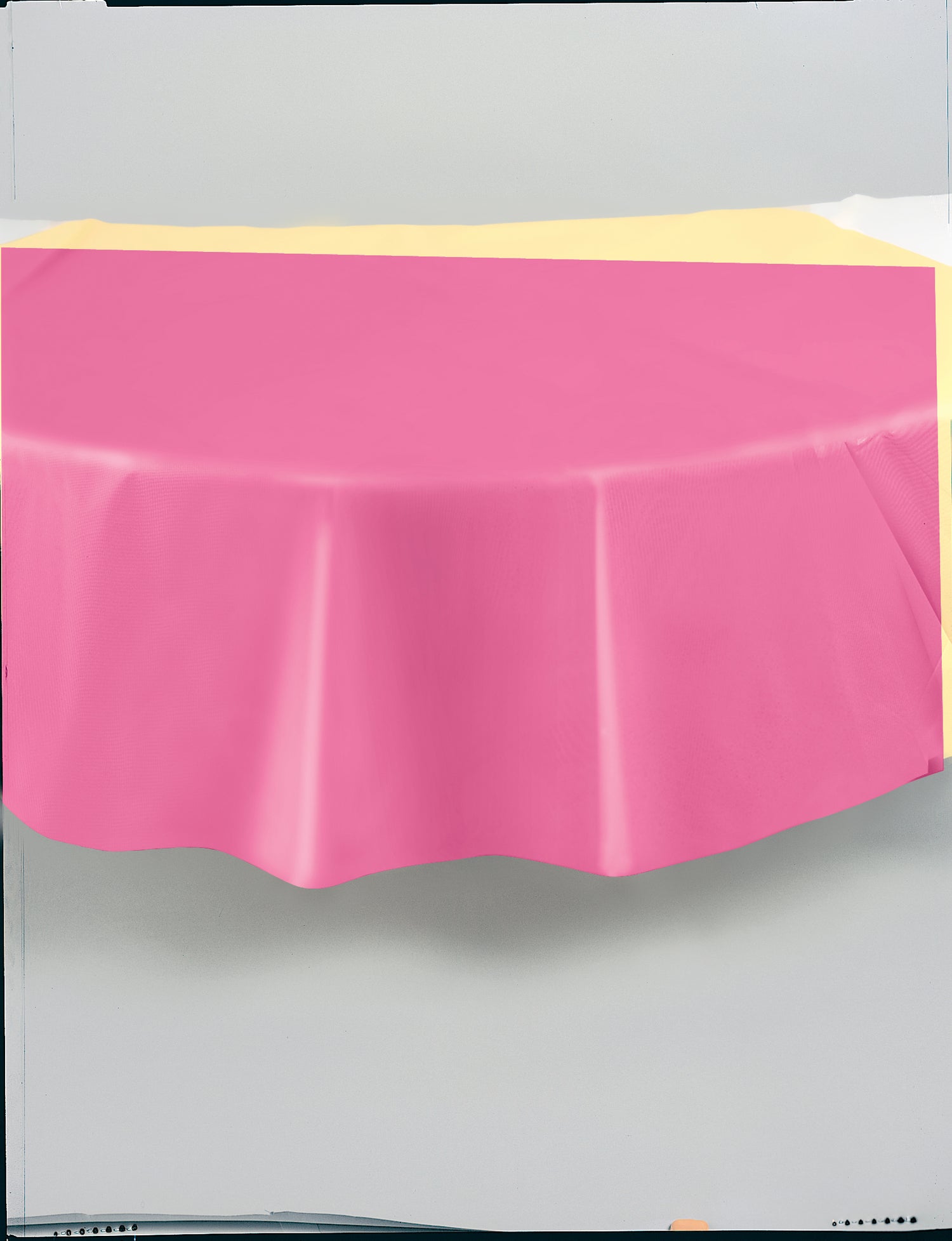 Hot Pink Solid Round Plastic Table Cover, 84" - Image 3