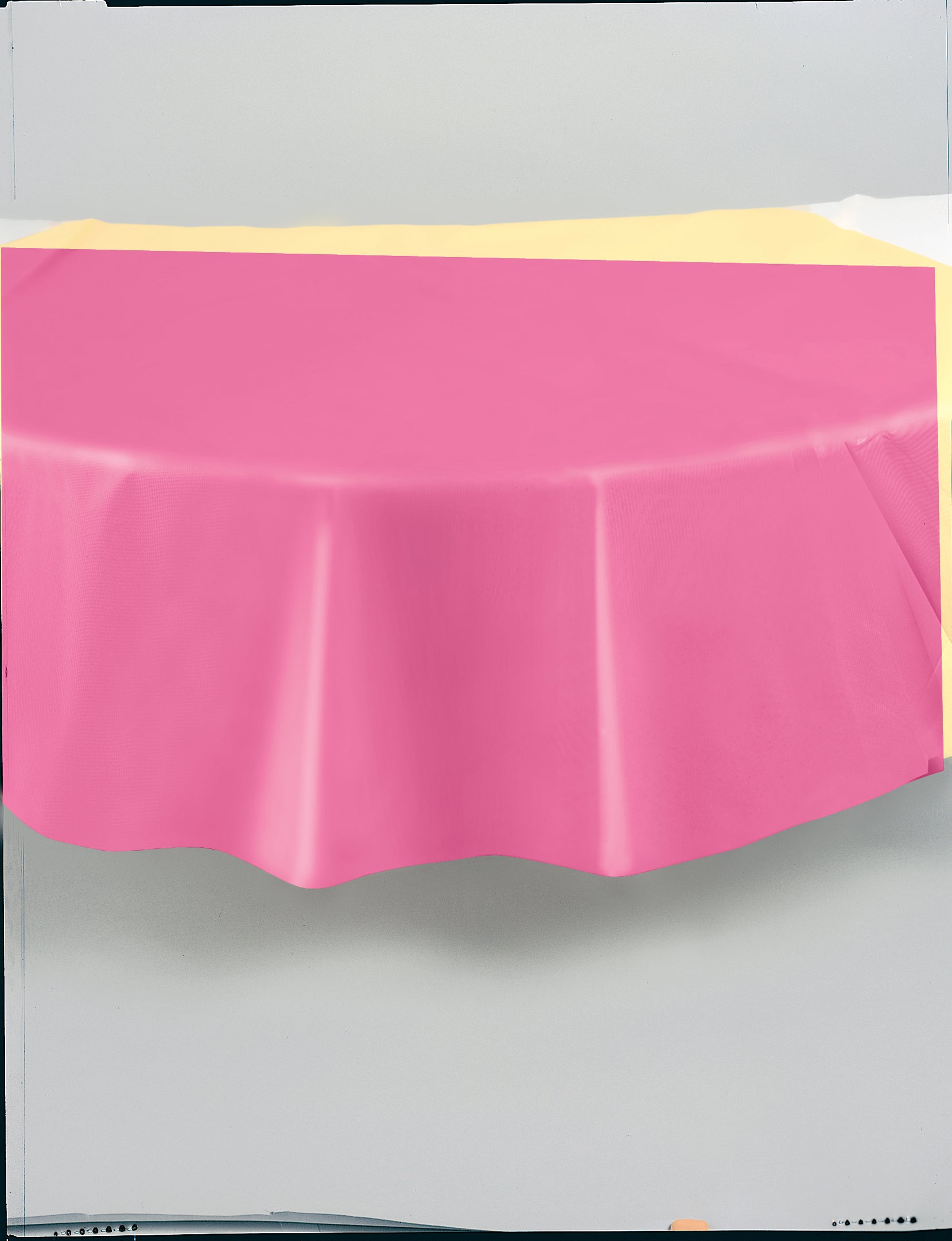 Hot Pink Solid Round Plastic Table Cover, 84" - Image 3