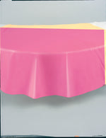 Hot Pink Solid Round Plastic Table Cover, 84" - Image 4