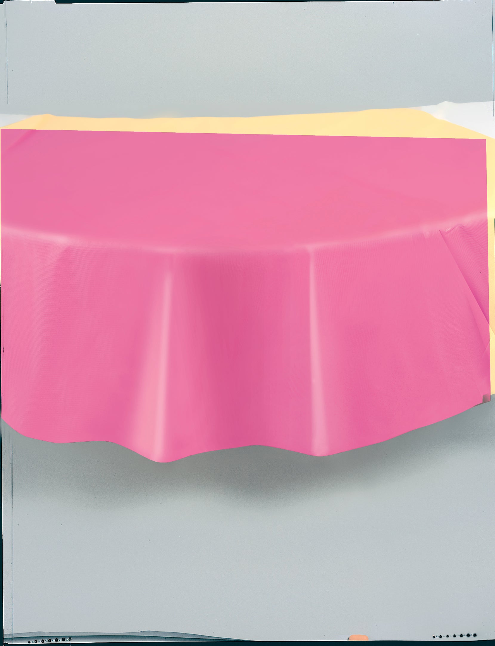 Hot Pink Solid Round Plastic Table Cover, 84" - Image 4