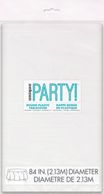 Clear Solid Round Plastic Table Cover, 84" - Image 2