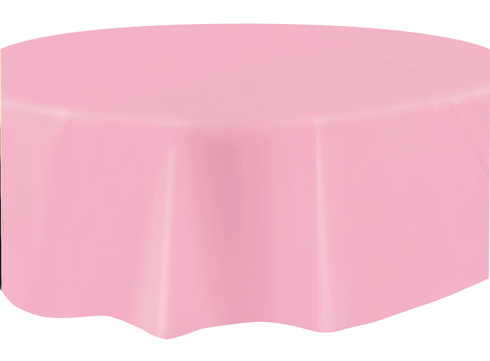 Lovely Pink Solid Round Plastic Table Cover, 84" - Image 3