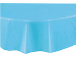 Powder Blue Solid Round Plastic Table Cover, 84"
