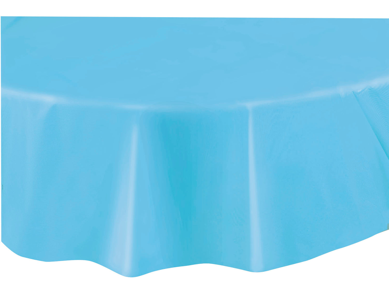 Powder Blue Solid Round Plastic Table Cover, 84"