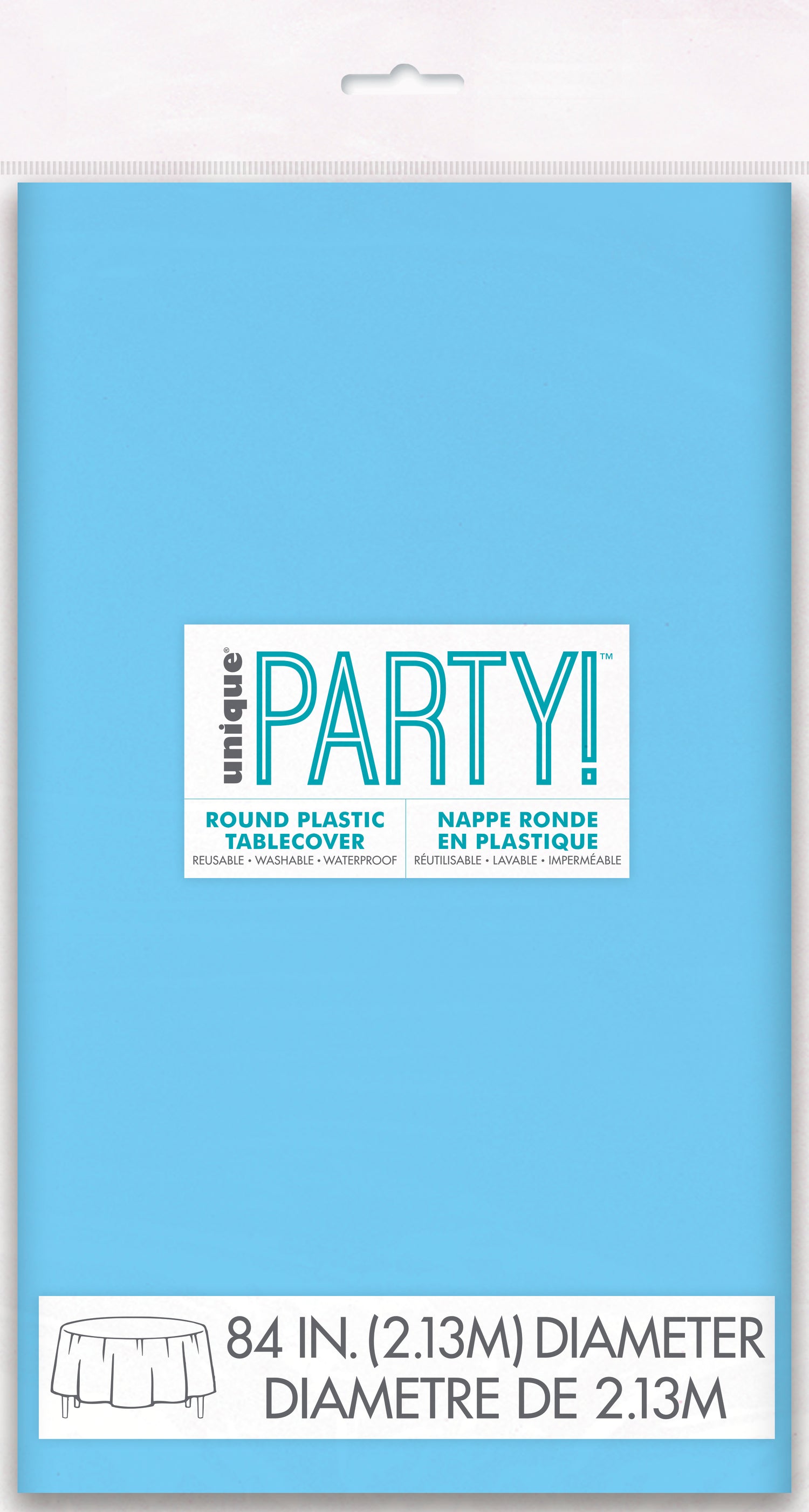 Powder Blue Solid Round Plastic Table Cover, 84" - Image 3