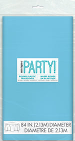 Powder Blue Solid Round Plastic Table Cover, 84" - Image 2