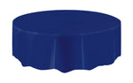 True Navy Blue Solid Round Plastic Table Cover, 84" - Image 2