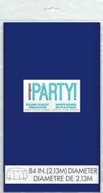 True Navy Blue Solid Round Plastic Table Cover, 84"