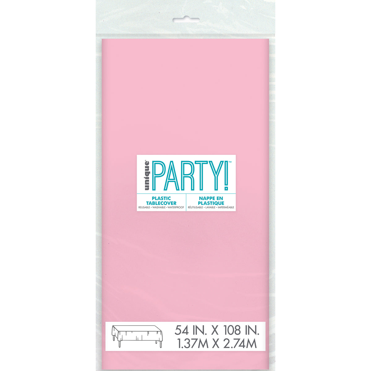 Lovely Pink Solid Rectangular Plastic Table Cover, 54" x 108"