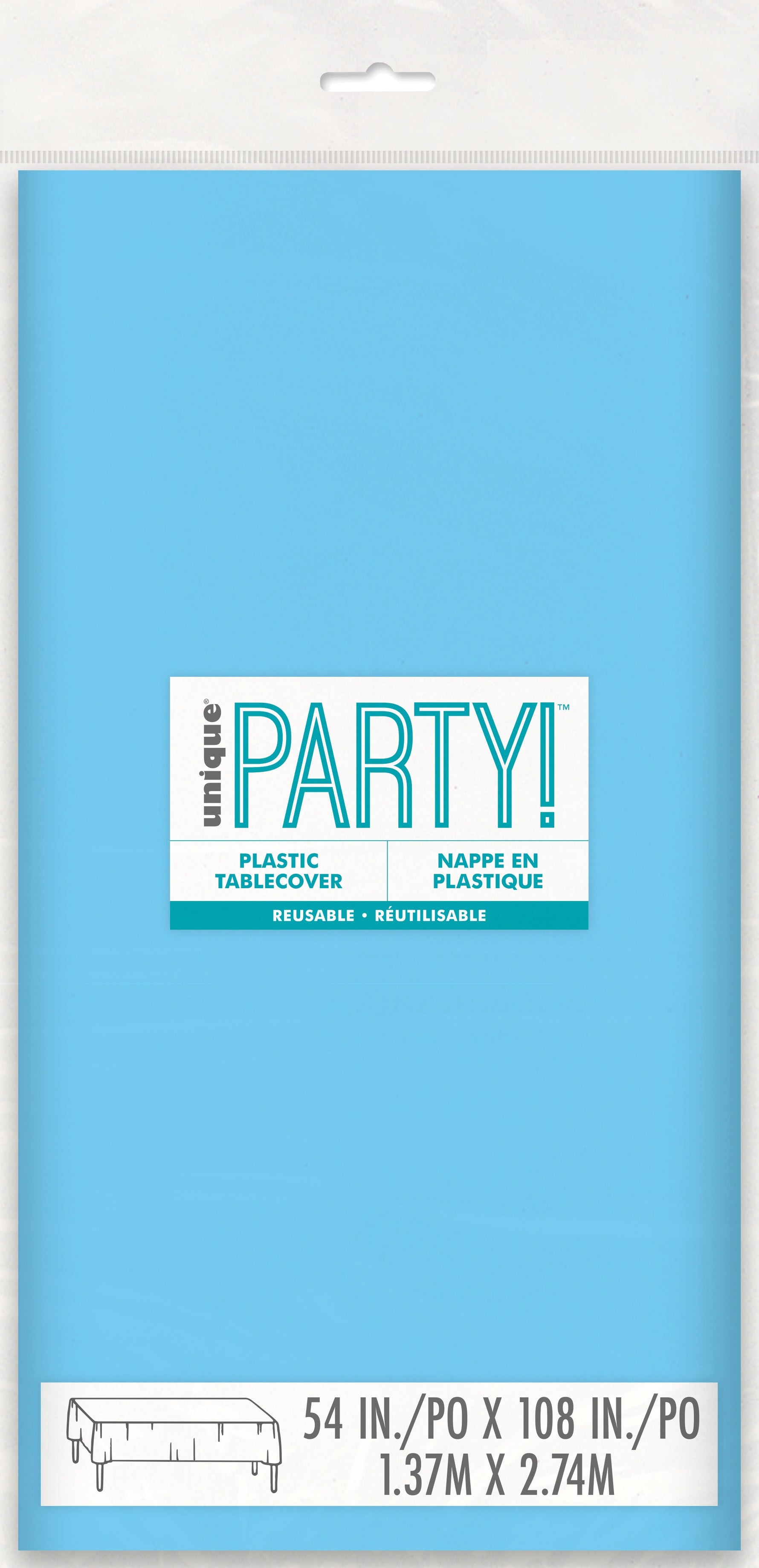 Powder Blue Solid Rectangular Plastic Table Cover, 54" x 108"