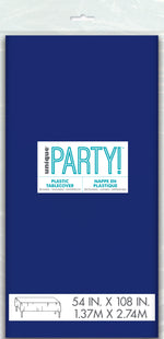 True Navy Blue Solid Rectangular Plastic Table Cover, 54" x 108" - Image 2