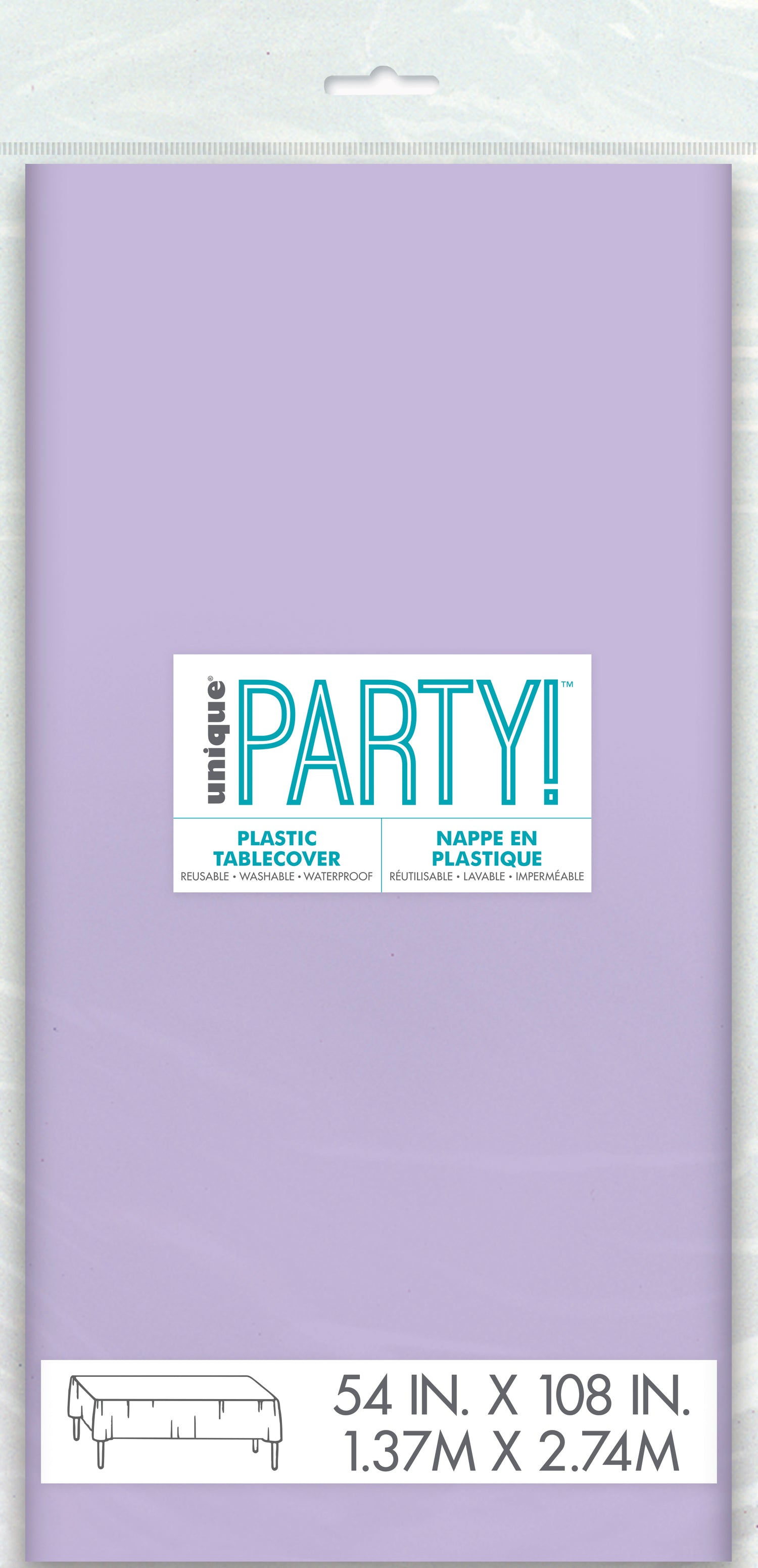 Lavender Solid Rectangular Plastic Table Cover, 54" x 108" - Image 2