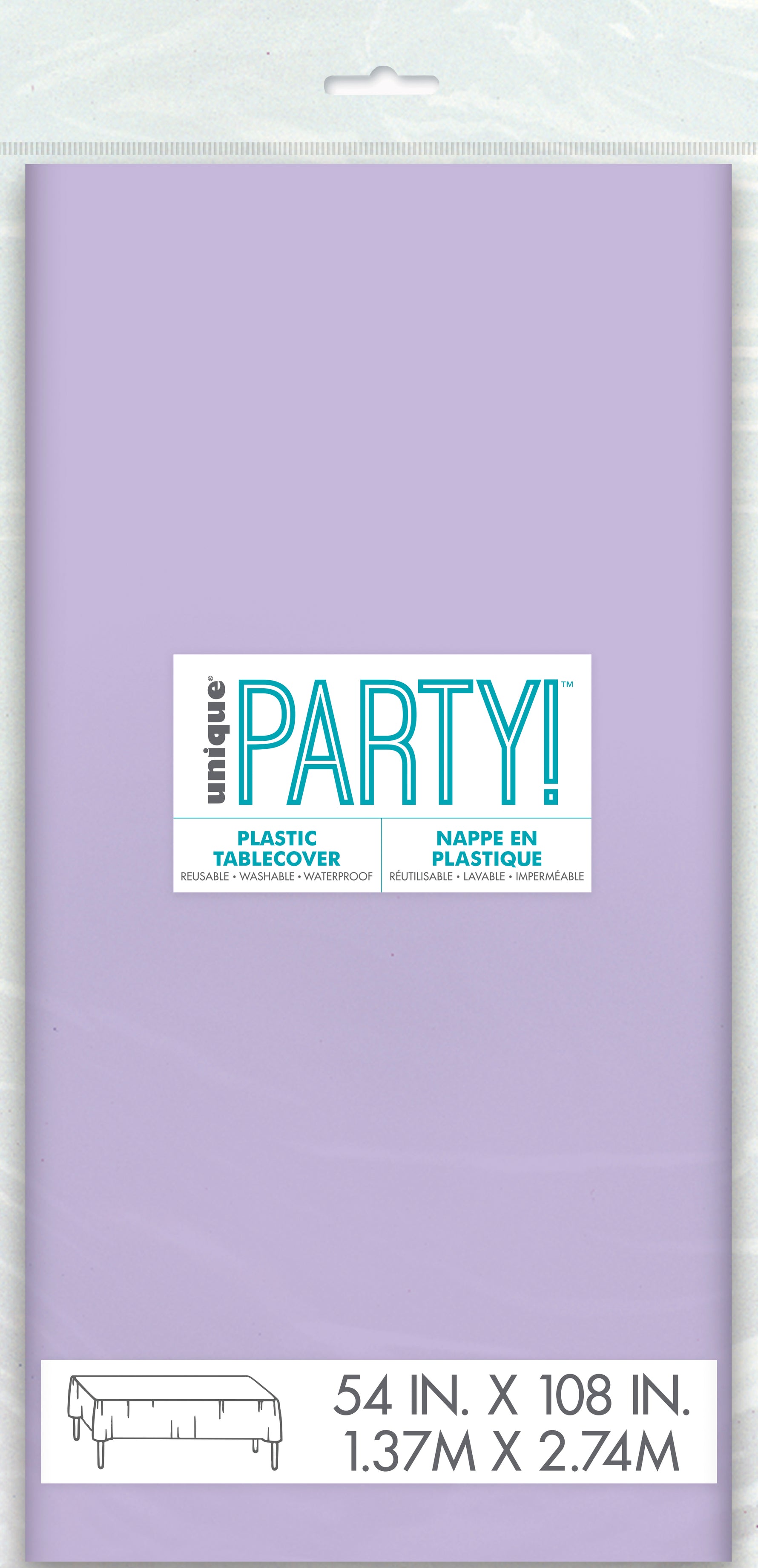 Lavender Solid Rectangular Plastic Table Cover, 54" x 108" - Image 2