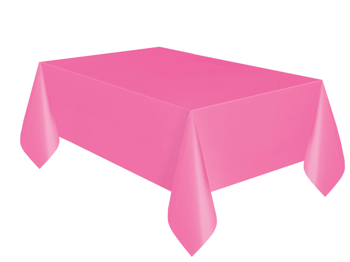 Hot Pink Solid Rectangular Plastic Table Cover, 54" x 108" - Image 4