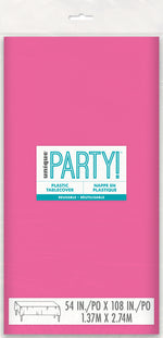Hot Pink Solid Rectangular Plastic Table Cover, 54" x 108" - Image 3