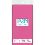 Hot Pink Solid Rectangular Plastic Table Cover, 54" x 108" - Image 2