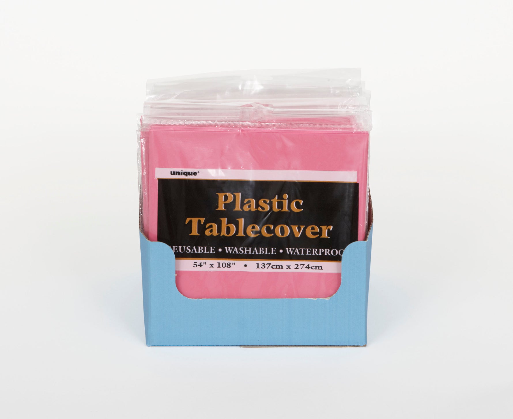 Hot Pink Solid Rectangular Plastic Table Cover, 54" x 108" - Image 7