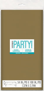 Gold Solid Rectangular Plastic Table Cover, 54" x 108" - Image 2