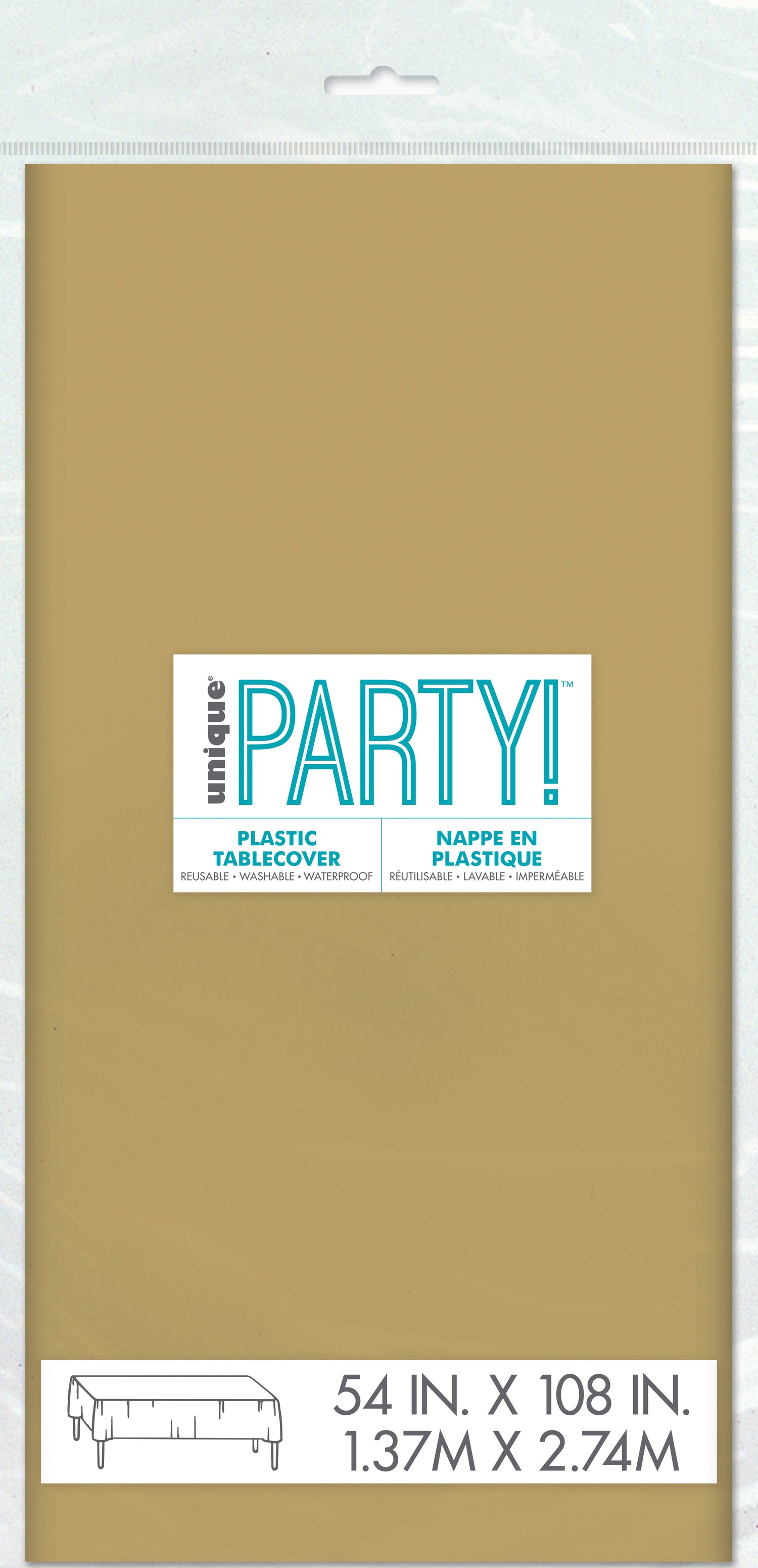 Gold Solid Rectangular Plastic Table Cover, 54" x 108"