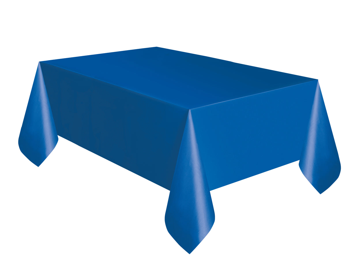 Royal Blue Solid Rectangular Plastic Table Cover, 54" x 108" - Image 5