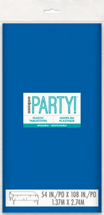 Royal Blue Solid Rectangular Plastic Table Cover, 54" x 108" - Image 2