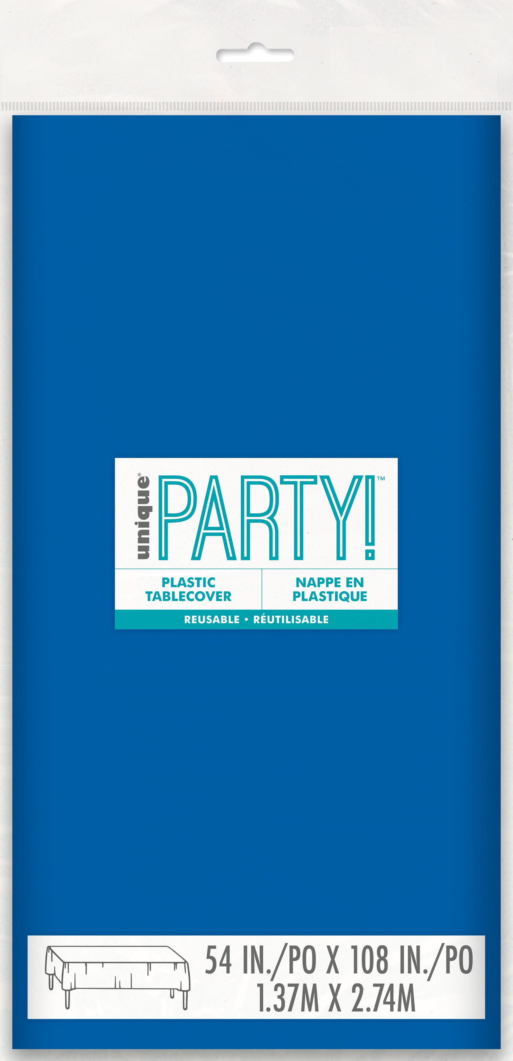 Royal Blue Solid Rectangular Plastic Table Cover, 54" x 108" - Image 2