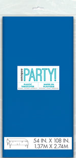 Royal Blue Solid Rectangular Plastic Table Cover, 54" x 108" - Image 3