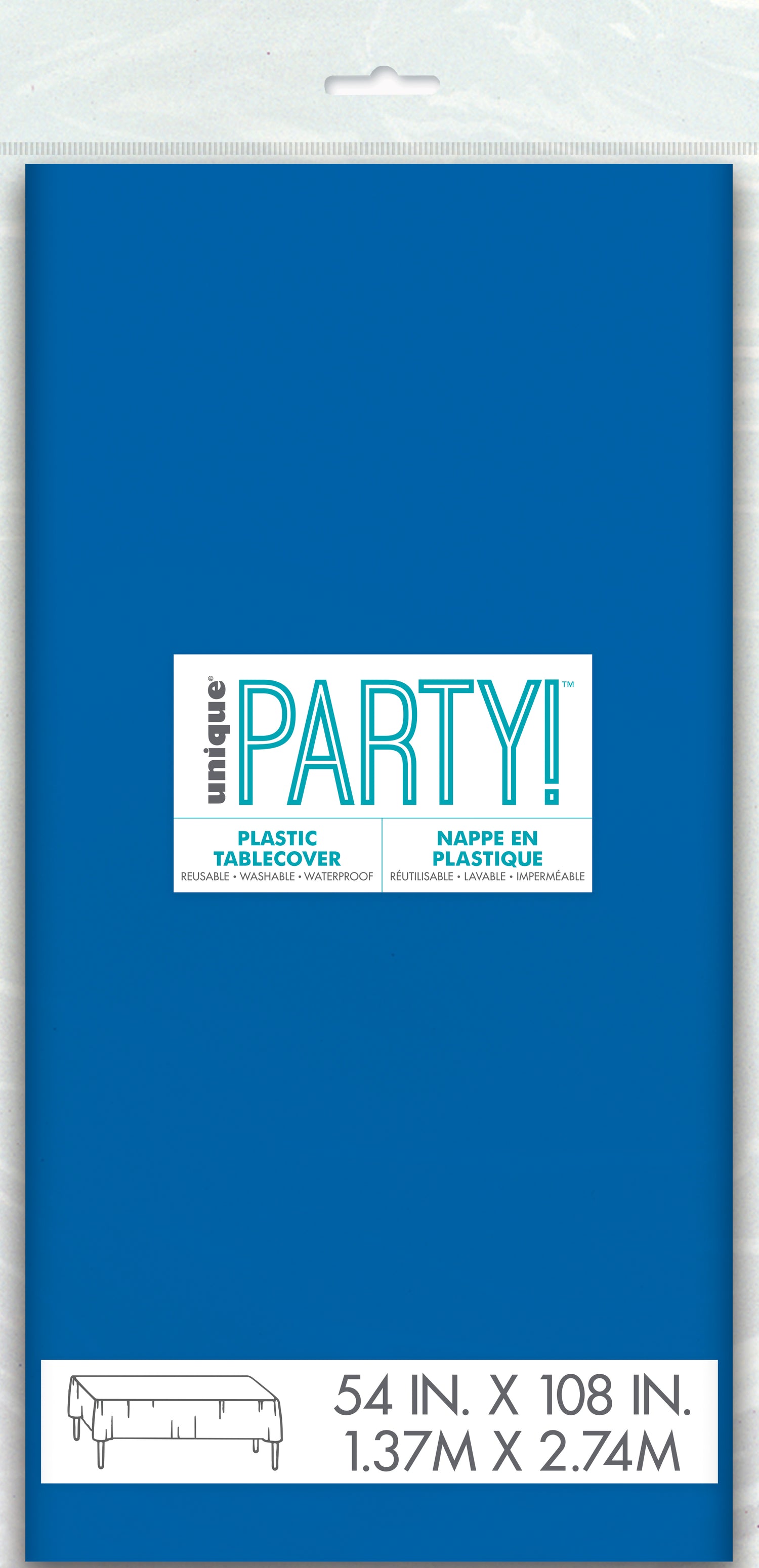 Royal Blue Solid Rectangular Plastic Table Cover, 54" x 108" - Image 3