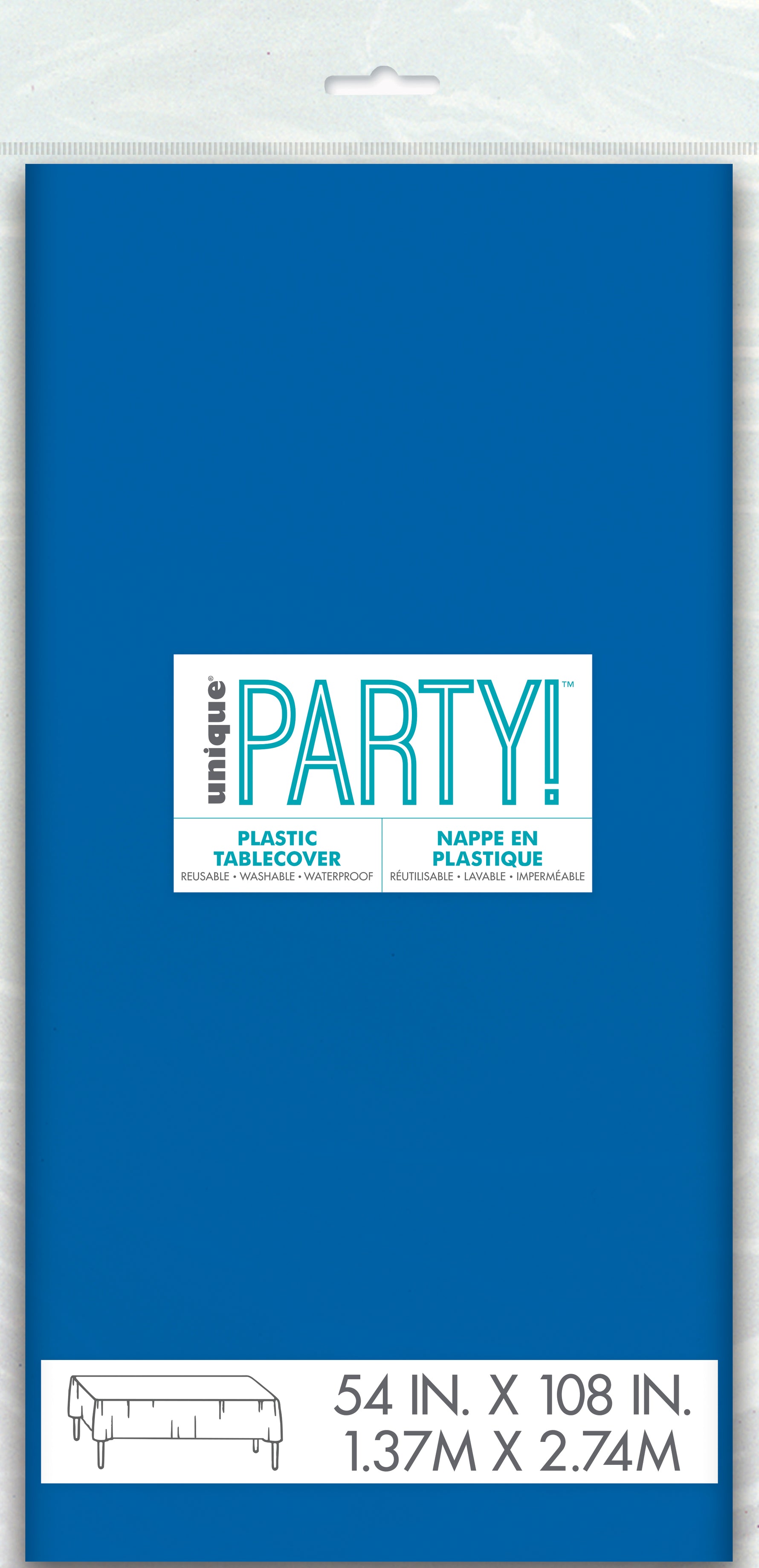 Royal Blue Solid Rectangular Plastic Table Cover, 54" x 108" - Image 3