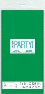 Emerald Green Solid Rectangular Plastic Table Cover, 54" x 108" - Image 2