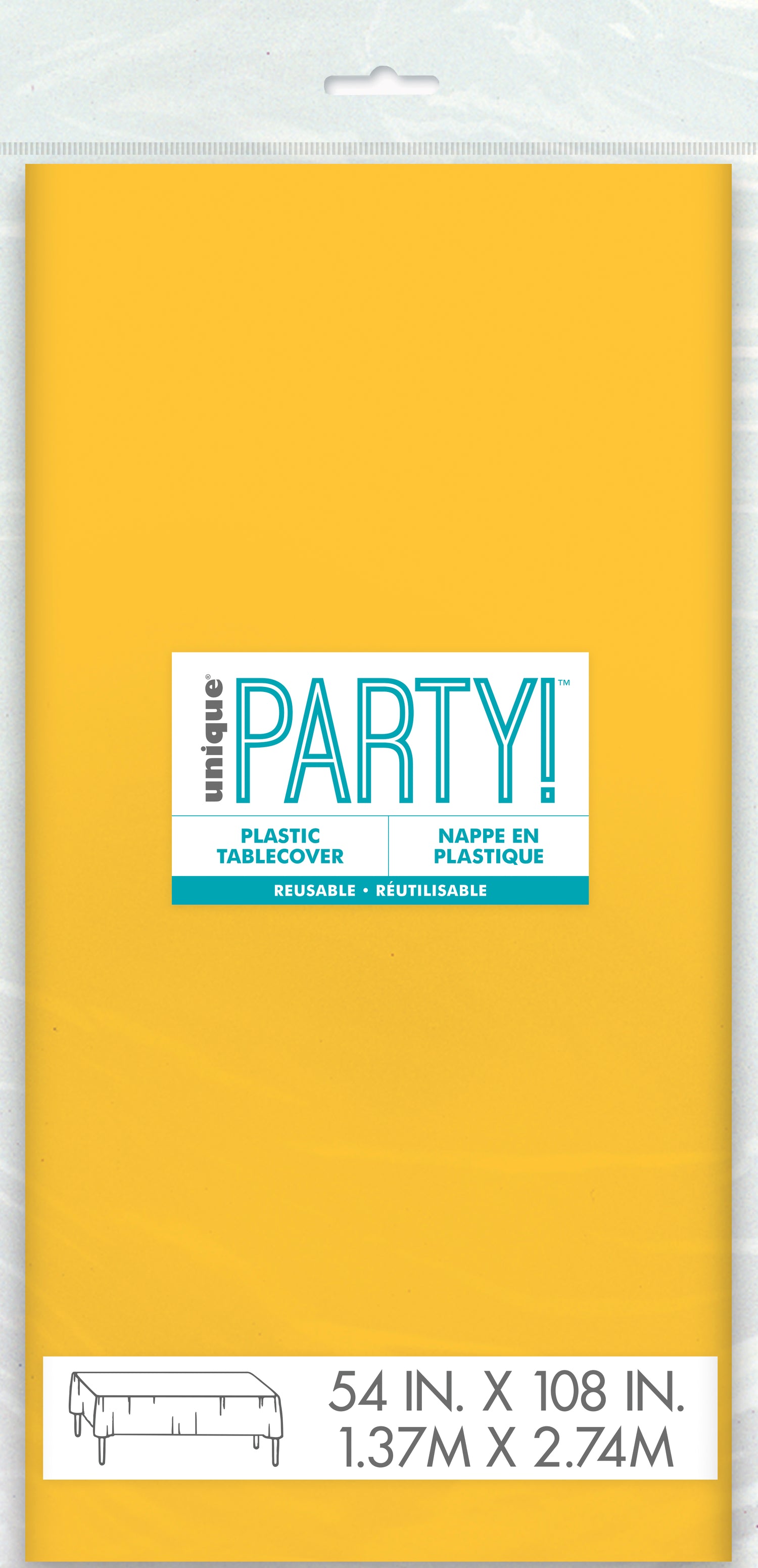 Sunflower Yellow Solid Rectangular Plastic Table Cover, 54" x 108"