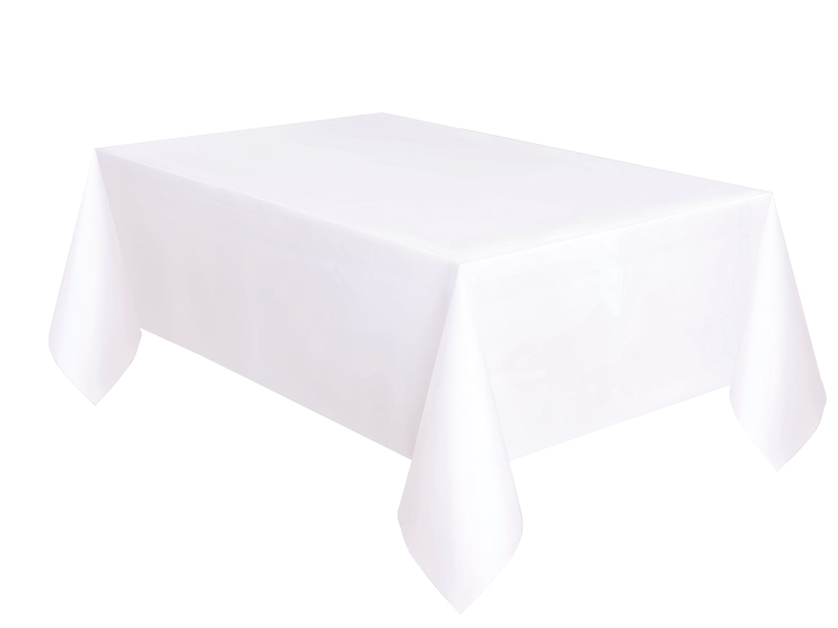 Bright White Solid Rectangular Plastic Table Cover, 54" x 108" - Image 7
