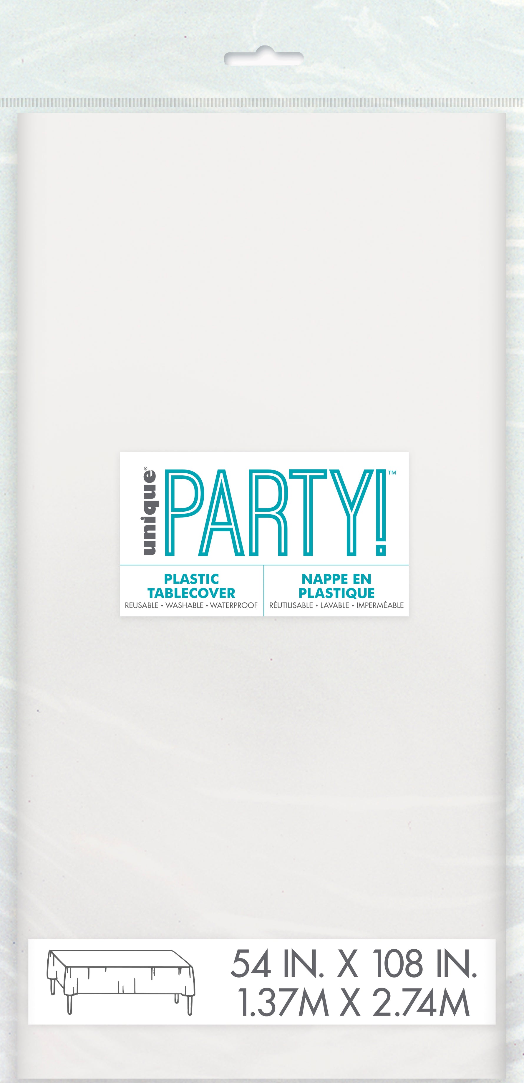 Bright White Solid Rectangular Plastic Table Cover, 54" x 108" - Image 3