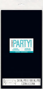 Midnight Black Solid Rectangular Plastic Table Cover, 54" x 108" - Image 2