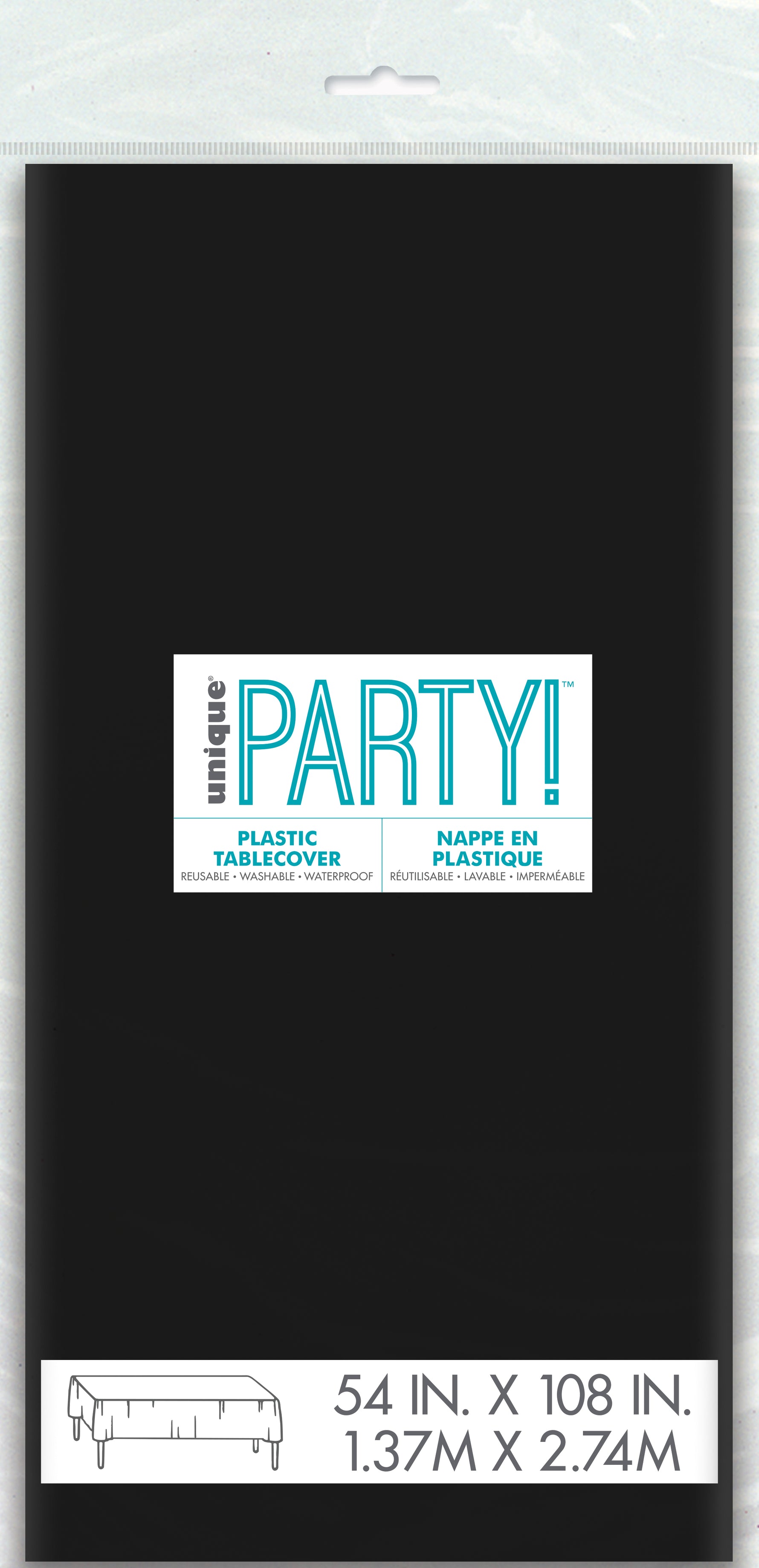 Midnight Black Solid Rectangular Plastic Table Cover, 54" x 108" - Image 3