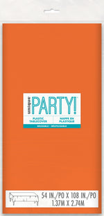 Pumpkin Orange Solid Rectangular Plastic Table Cover, 54" x 108" - Image 2