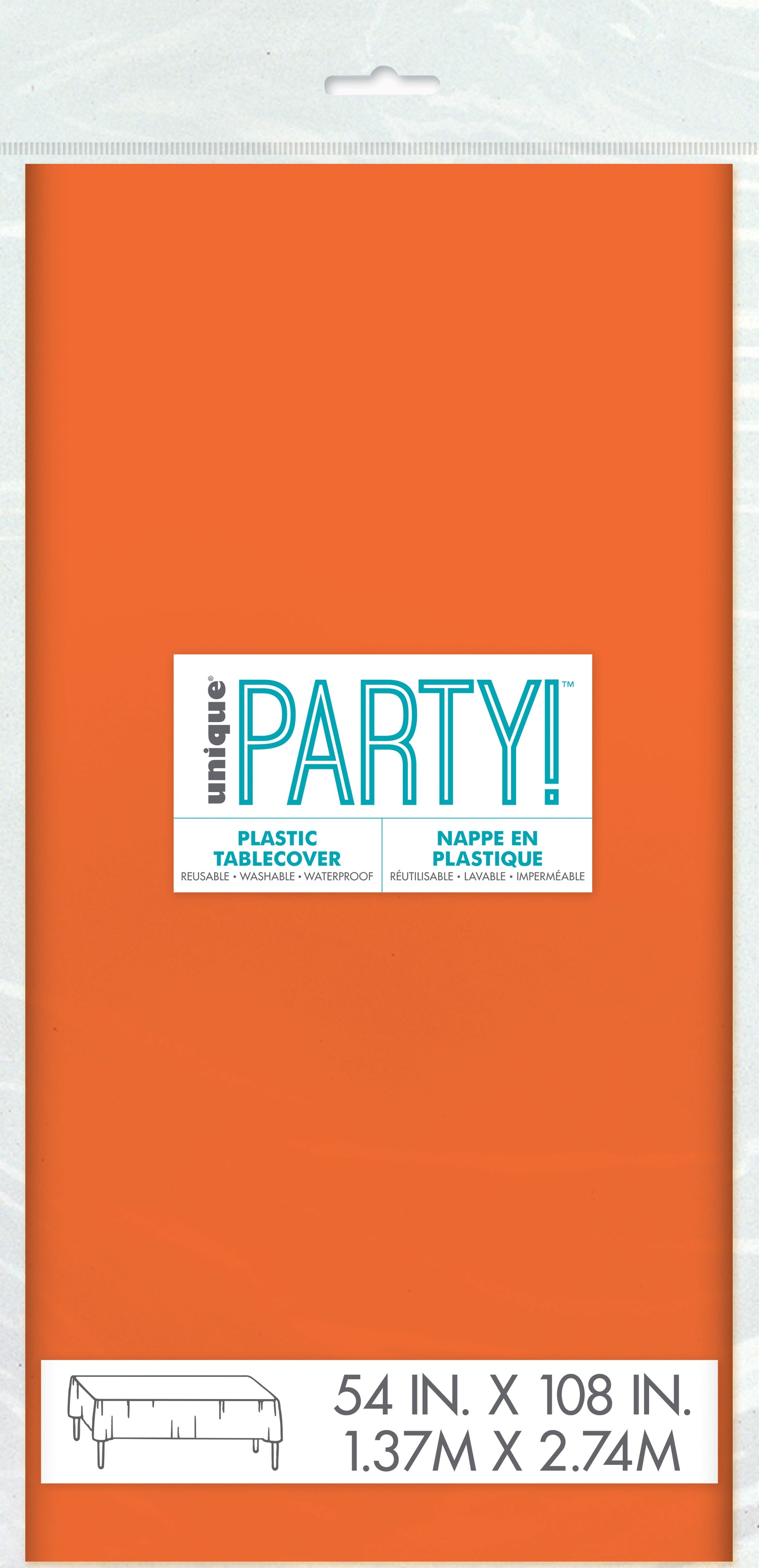 Pumpkin Orange Solid Rectangular Plastic Table Cover, 54" x 108"