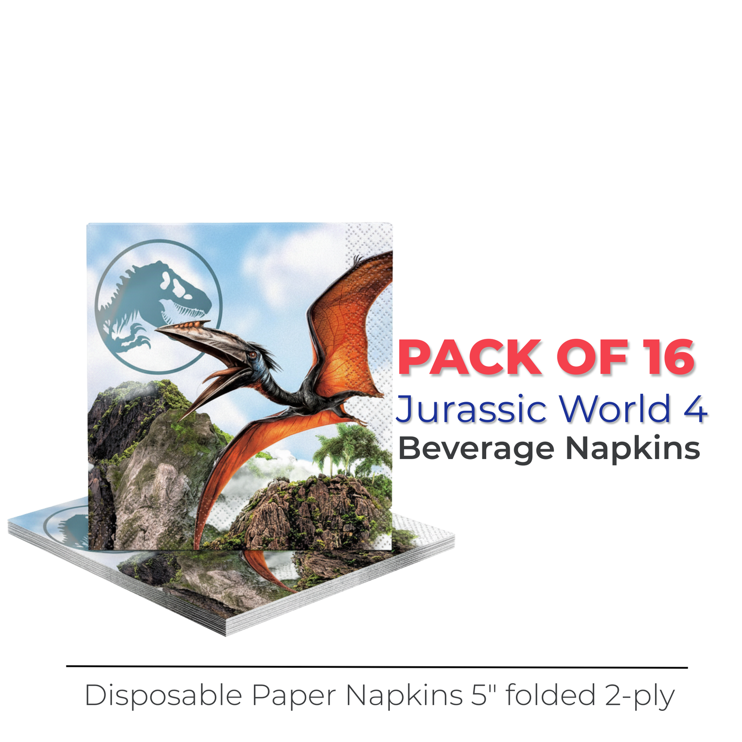 Jurassic World 4 Beverage Napkins, 16ct