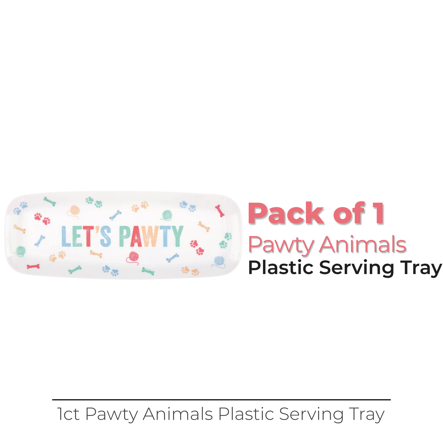 Pawty Animals "Let's Pawty" Plastic Serving Tray