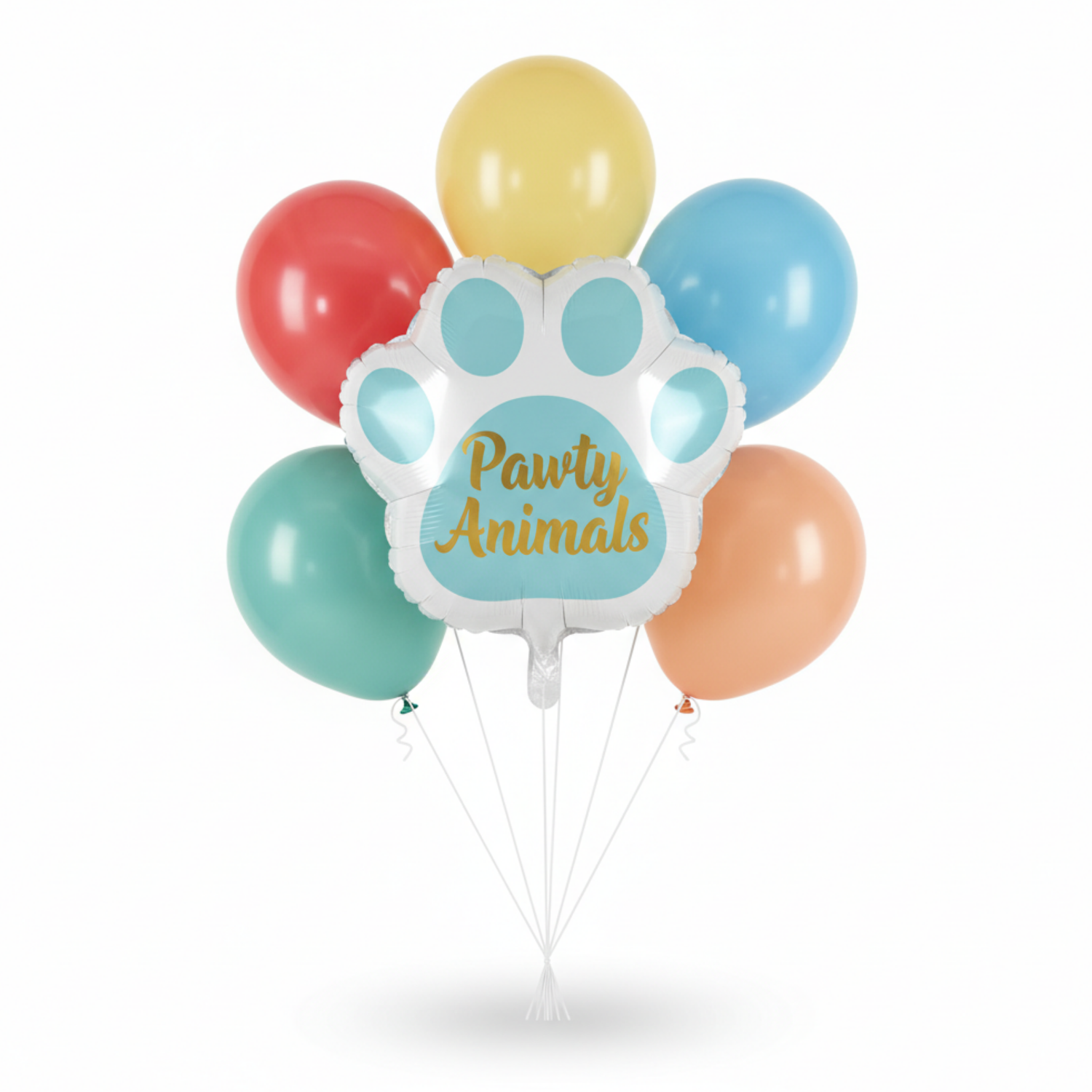 Pawty Animals Paw-Shaped Giant Foil & Latex Balloon Bouquet Kit, 6pc