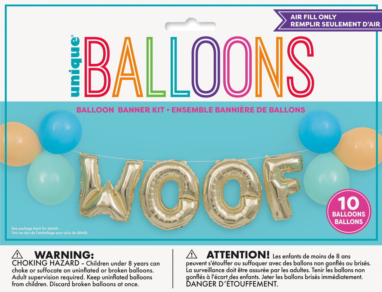 Pawty Animals "Woof" Latex & Foil Letter Balloon Banner Kit - Image 2