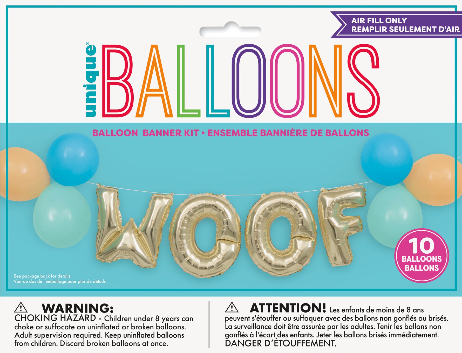 Pawty Animals "Woof" Latex & Foil Letter Balloon Banner Kit - Image 2