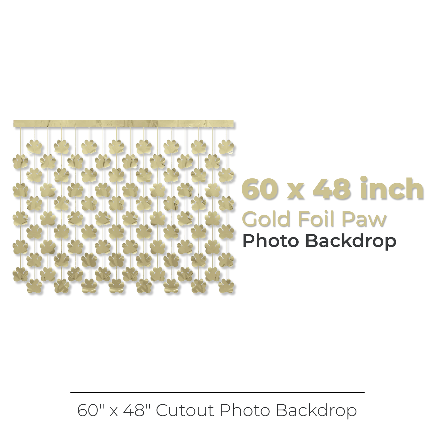 Gold Foil Paw Print Cutout Photo Backdrop, 60" x 48"
