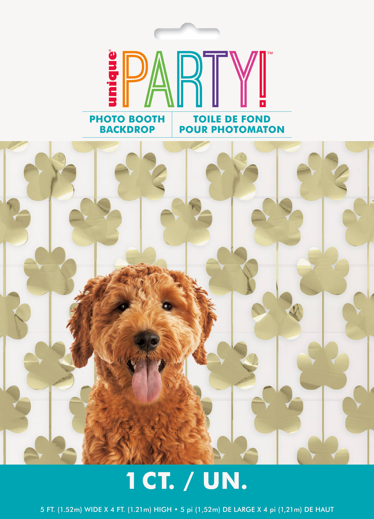 Gold Foil Paw Print Cutout Photo Backdrop, 60" x 48" - Image 2