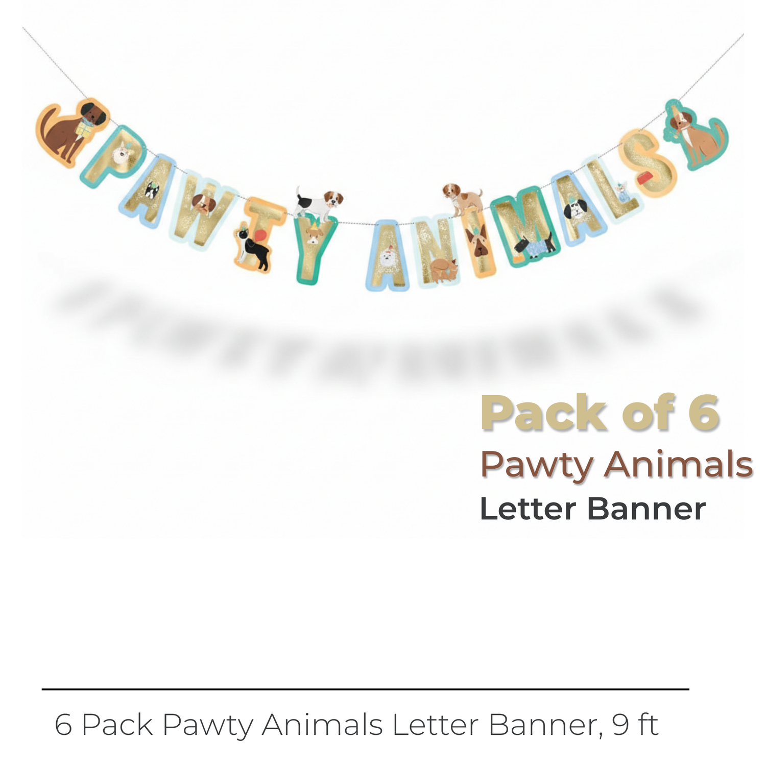 Pawty Animals Letter Banner, 9 ft - Foil Stamping
