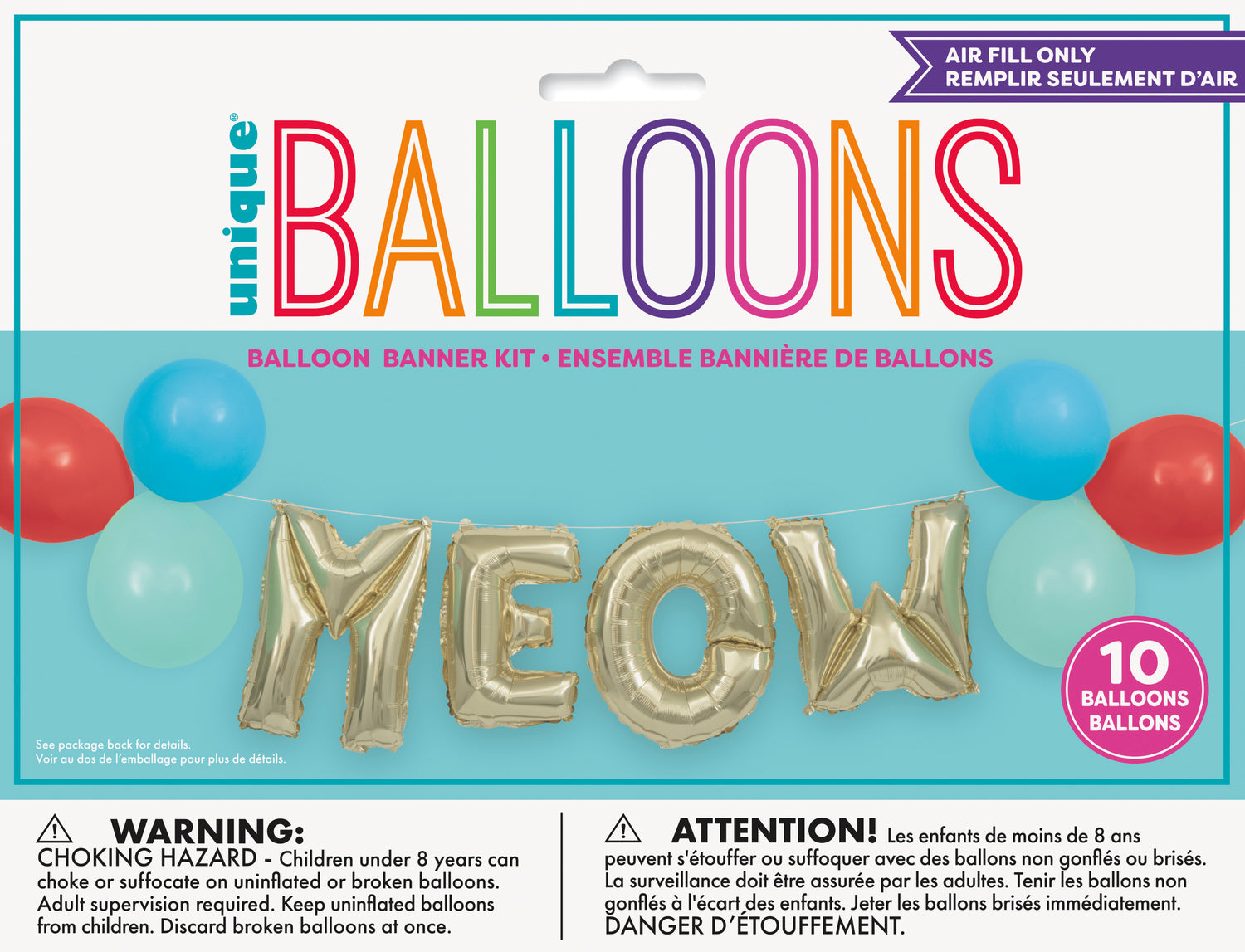 Pawty Animals "Meow" Latex & Foil Letter Balloon Banner Kit - Image 2