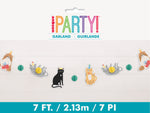 Pawty Animals Cat Cutout Banner with Honeycomb Tissue Balls - Image 2