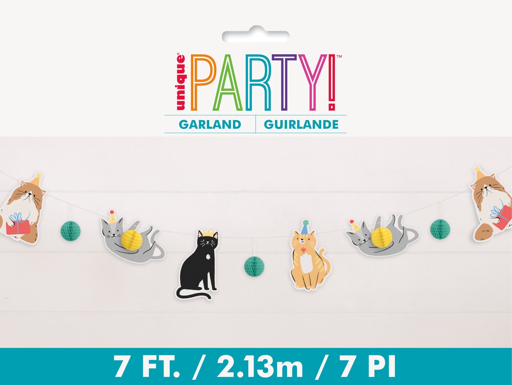 Pawty Animals Cat Cutout Banner with Honeycomb Tissue Balls - Image 2