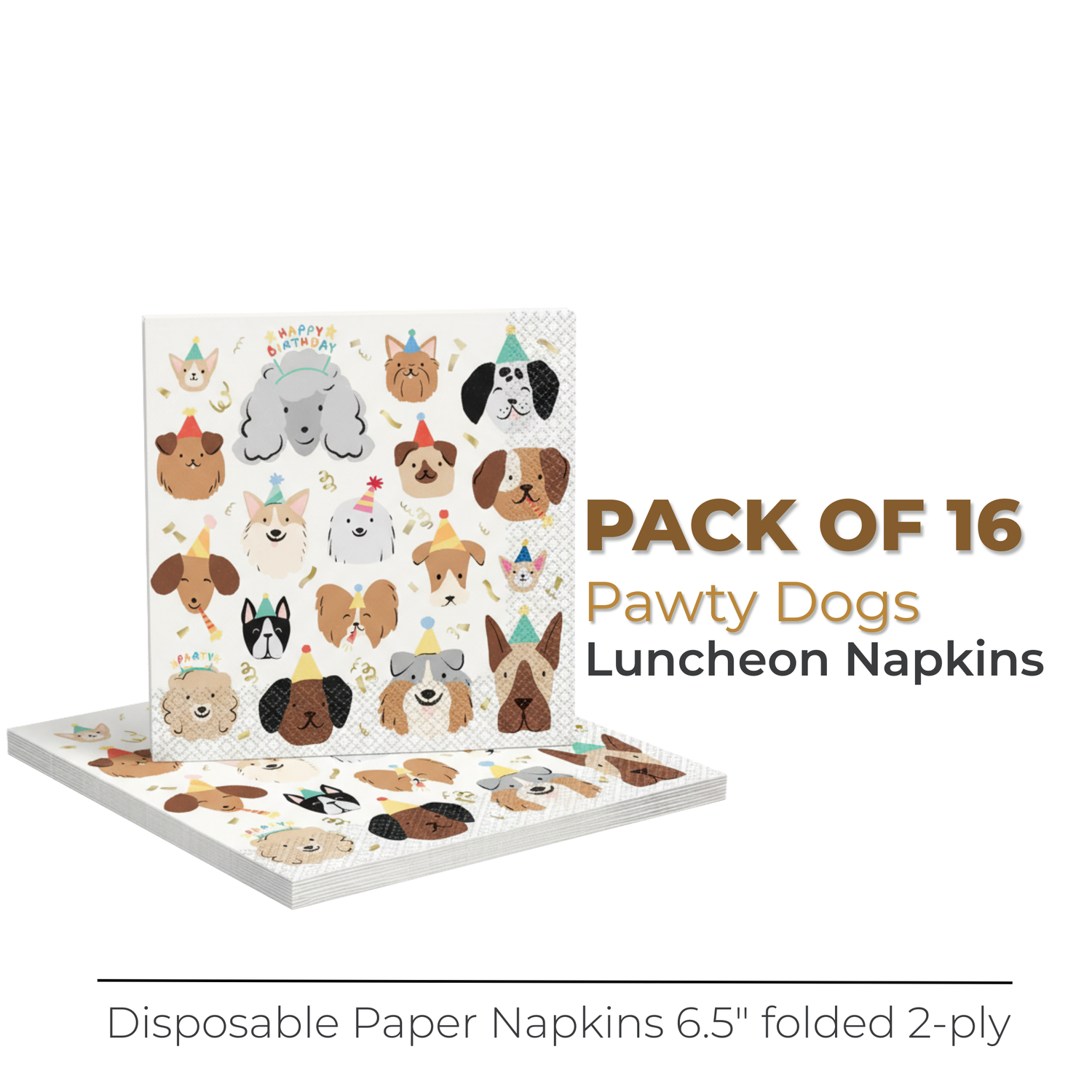Pawty Animals Dog Luncheon Napkins, 16ct - Foil Stamping