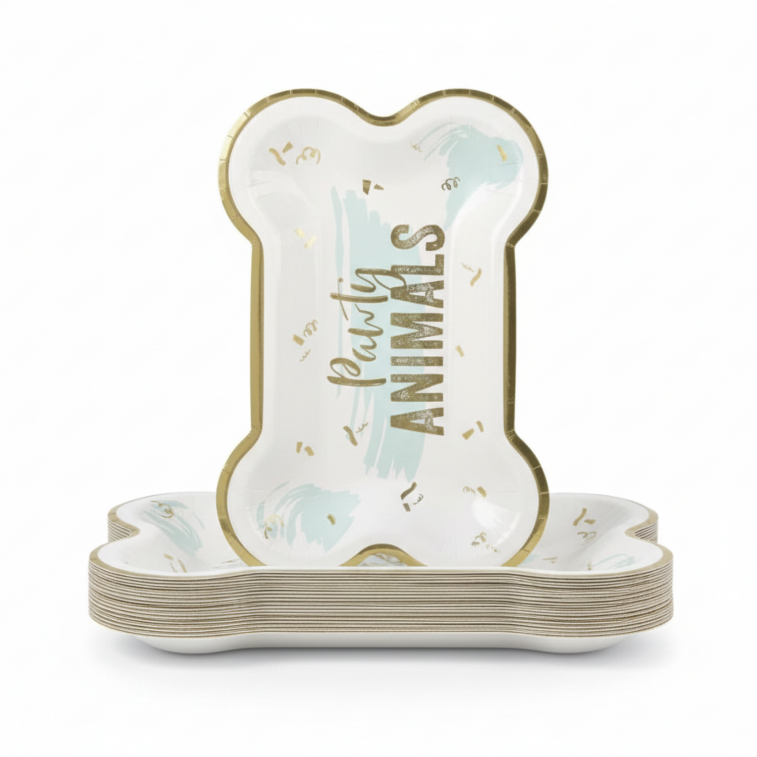 Pawty Animals Bone-Shaped 10" Plates, 8ct - Foil Stamping